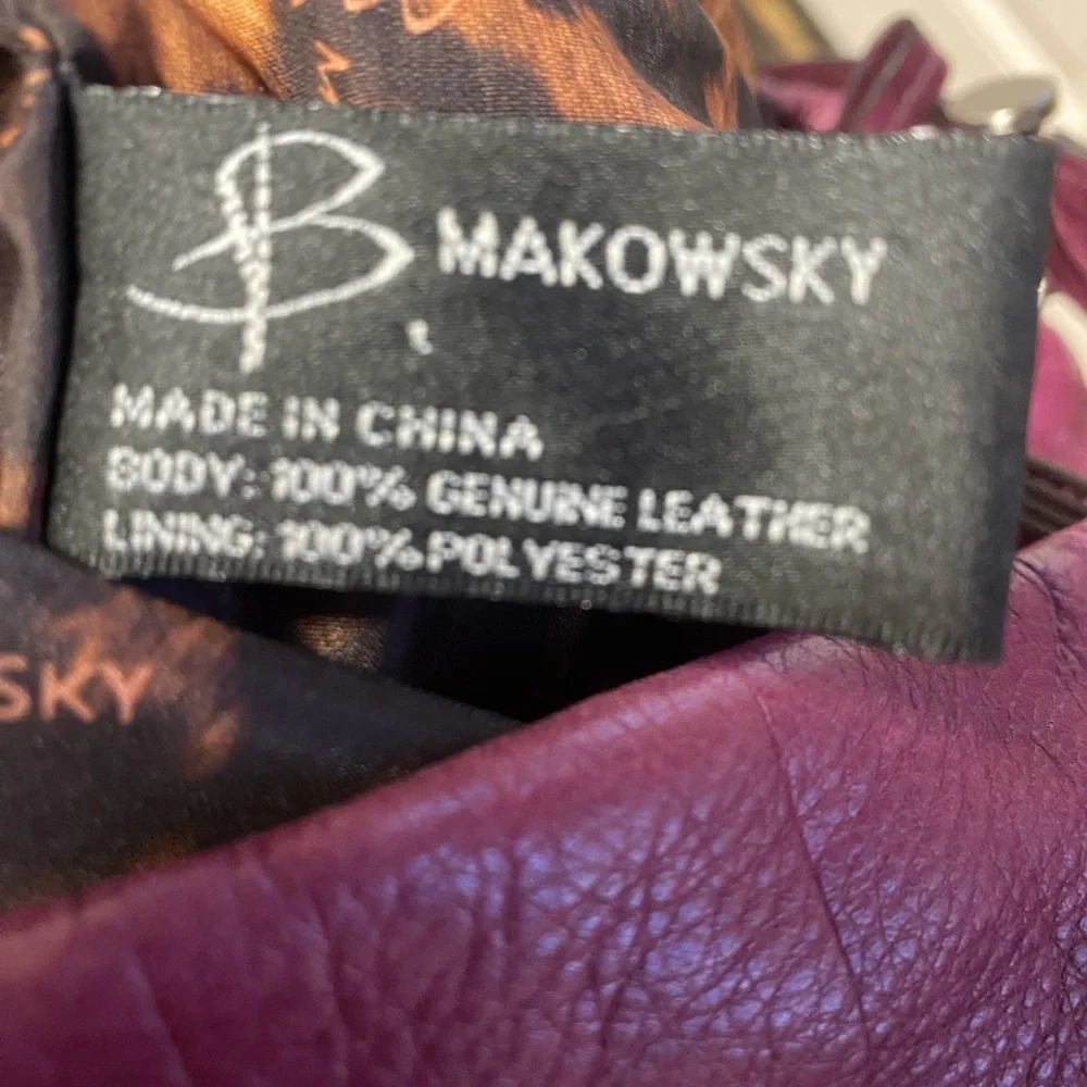 B MAKOWSKY SHOULDER SATCHEL TOTE PURSE LARGE CAPACITY RICH FUSHIA BURGANDY